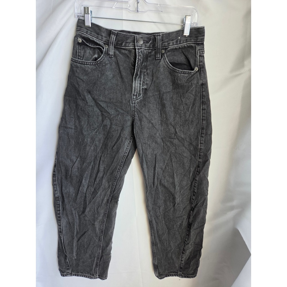 GAP Barrel Jeans Womens Black Dark Wash Relaxed High Rise Tapered